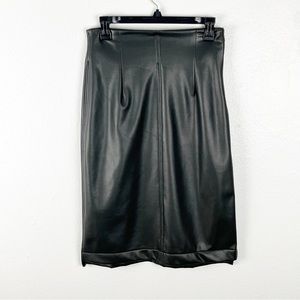LOTUS EATERS Ghost Pencil Hidden Zipper Vegan Faux Leather Skirt, Size Small
